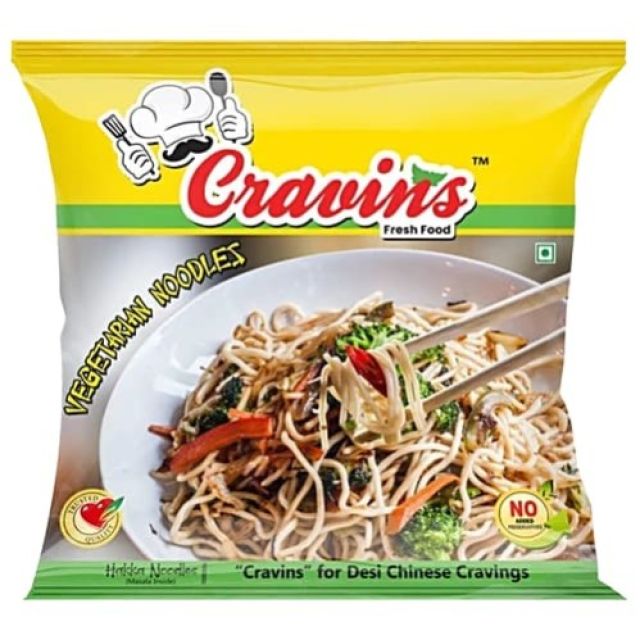 Cravins Vegetarian Hakka Noodles - Low Fat, No Added Preservatives, 400 g Pouch